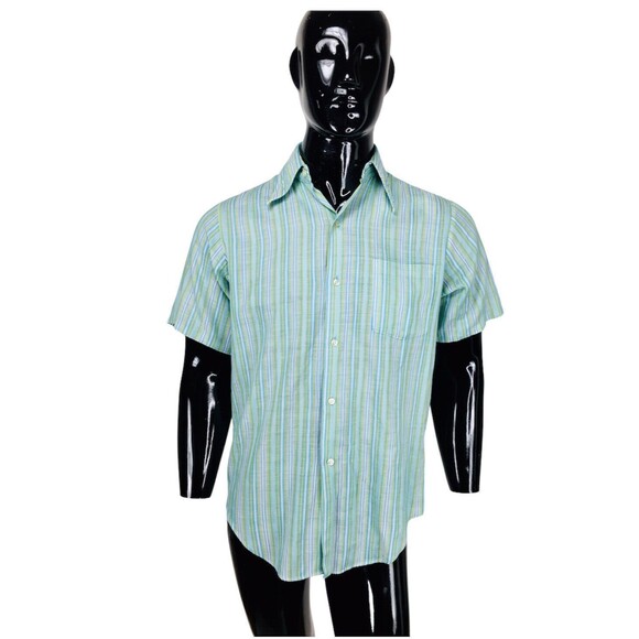 Vintage 50s 60s Penneys Towncraft Striped Penn Prest Rockabilly Shirt - Picture 5 of 10